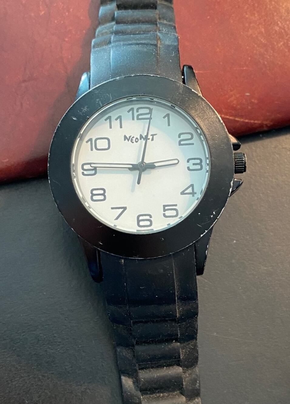 40mm Neon-T watch, Black Metal Case and Poly Band, White Face
